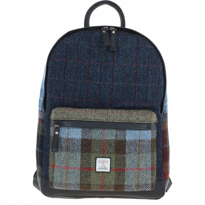 ashwood leather Ashwood Leather x Harris Tweed Multi Colour Backpack Black/Mix: TW-83-23-BM