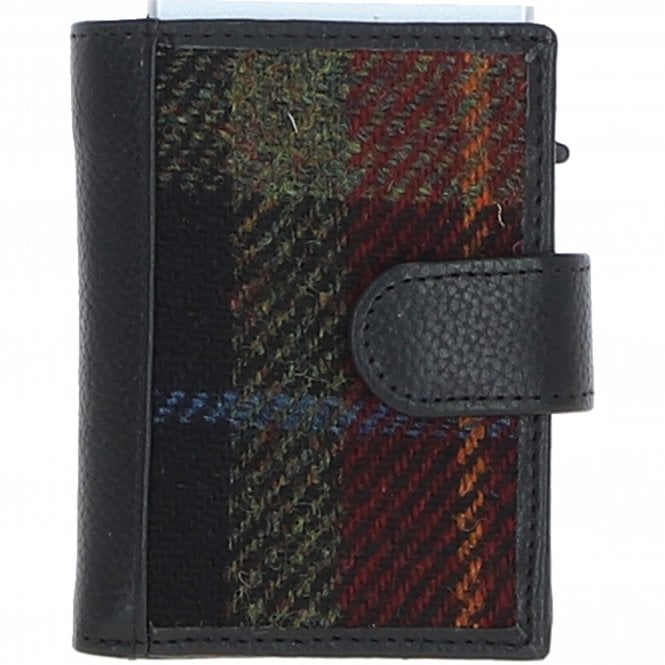 ashwood leather Ashwood Leather x Harris Tweed RFID Secure Wallet Black/Green/Red: TW-16-07-BR