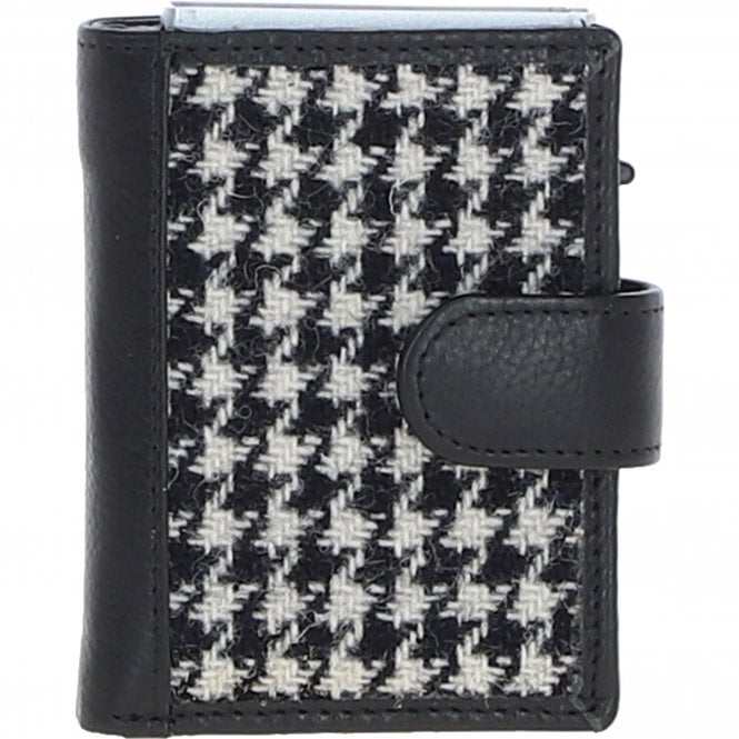 ashwood leather Ashwood Leather x Harris Tweed RFID Secure Wallet Black/White: TW-16-012-BW