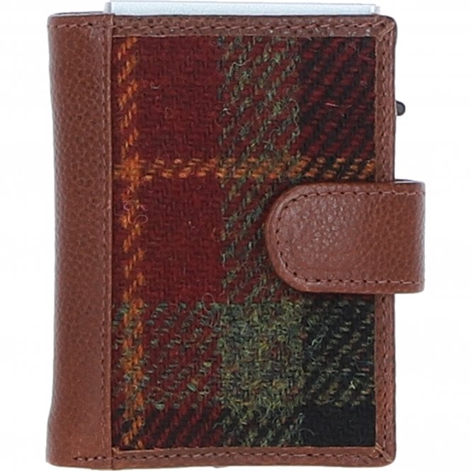 ashwood leather Ashwood Leather x Harris Tweed RFID Secure Wallet Tan/Green/Red: TW-16-08-TR