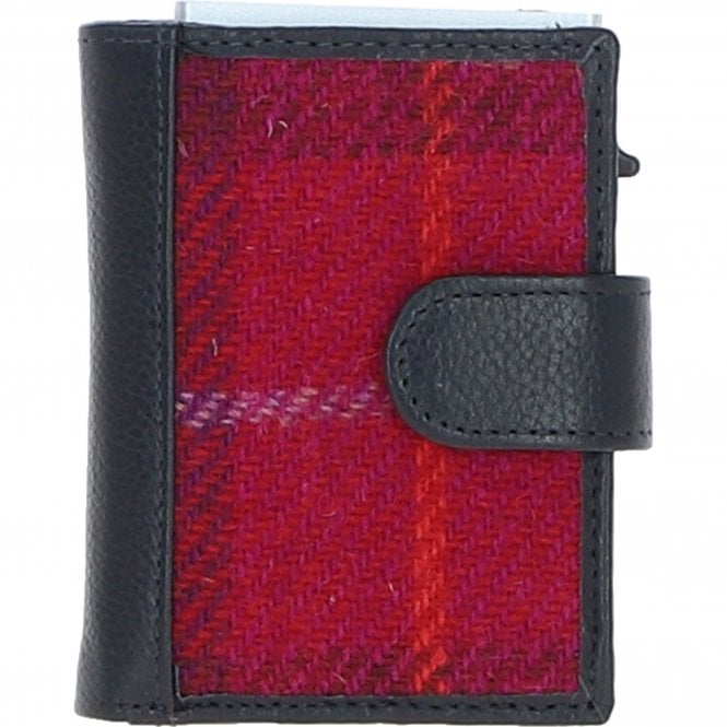 ashwood leather Ashwood Leather x Harris Tweed RFID Secure Wallet Navy/Pink: TW-16-06-NP