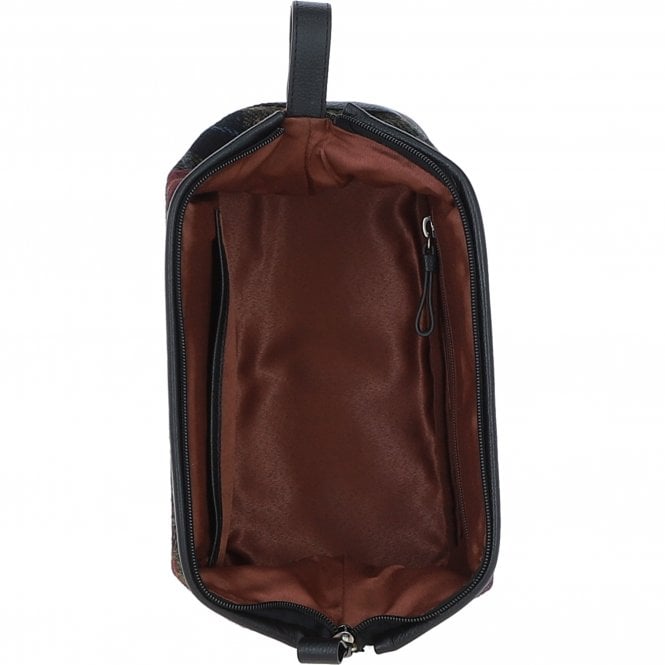 Ashwood Leather Ashwood Leather X Harris Tweed Unisex Washbag Black/Green/Red: TW-40-07-BR