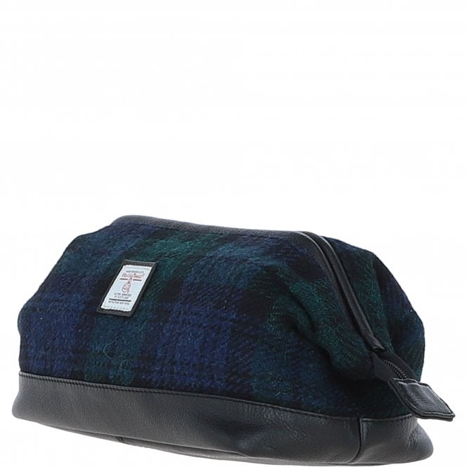 Ashwood Leather Ashwood Leather X Harris Tweed Unisex Washbag Black/Watch: TW-40-03-BW