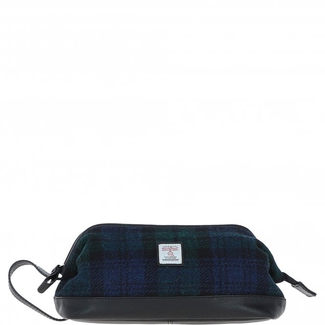 ashwood leather Ashwood Leather x Harris Tweed Unisex Washbag Black/Watch: TW-40-03-BW