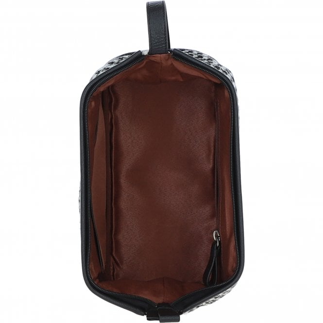 Ashwood Leather Ashwood Leather X Harris Tweed Unisex Washbag Black/White: TW-40-12-BW