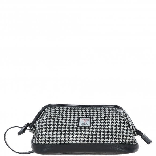 ashwood leather Ashwood Leather x Harris Tweed Unisex Washbag Black/White: TW-40-12-BW