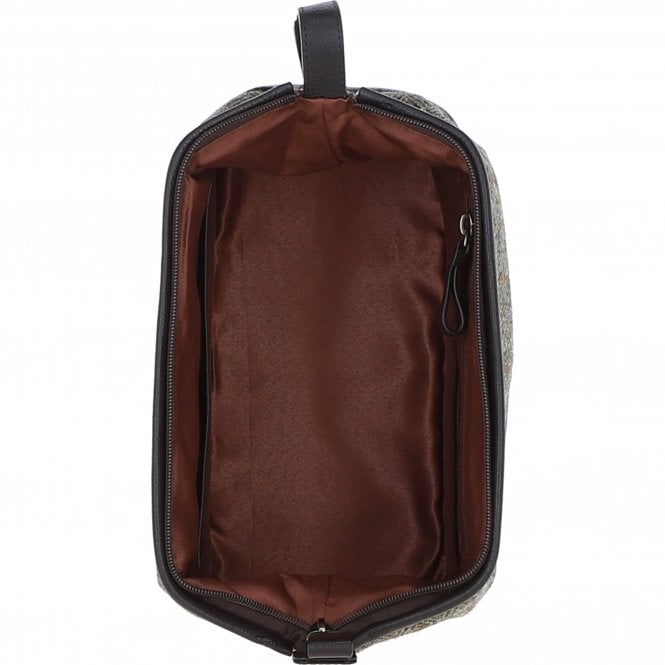 Ashwood Leather Ashwood Leather X Harris Tweed Unisex Washbag Brown/Green: TW-40-09-BG