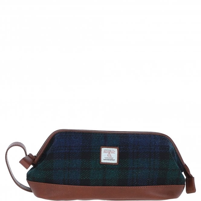 ashwood leather Ashwood Leather x Harris Tweed Unisex Washbag Tan/Watch: TW-40-04-TW