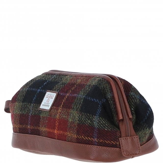 Ashwood Leather Ashwood Leather X Harris Tweed Unisex Washbag Tan/Green/Red: TW-40-08-TR