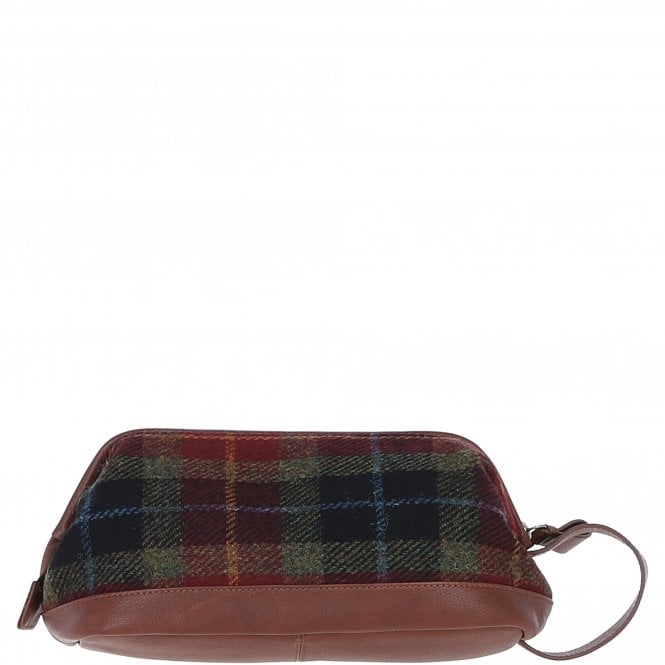 Ashwood Leather Ashwood Leather X Harris Tweed Unisex Washbag Tan/Green/Red: TW-40-08-TR