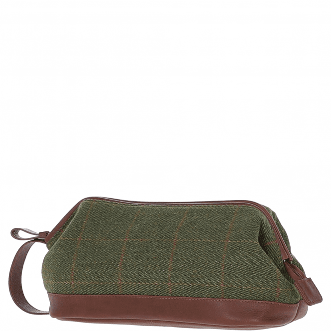 Ashwood Leather Ashwood Leather X Harris Tweed Unisex Washbag Tan/Green Check: TW-40-10-TGNH