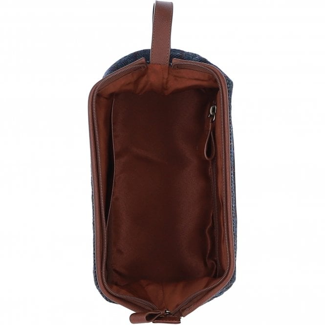 Ashwood Leather Ashwood Leather X Harris Tweed Unisex Washbag Tan/Navy: TW-40-11-TN