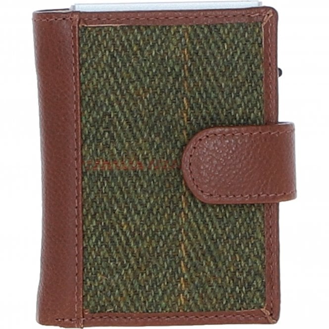 ashwood leather Ashwood Leather x Tweed RFID Secure Wallet Tan/Green Check: TW-16-010-TGNH