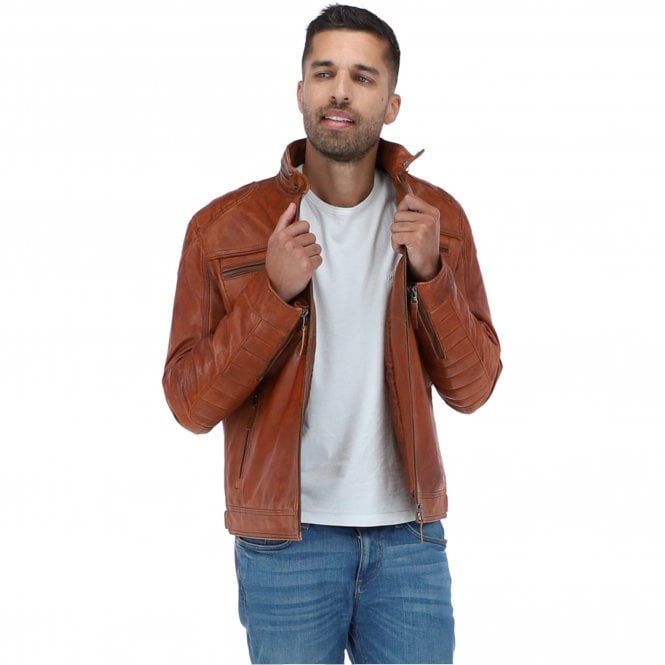 Ashwood Leather Ashwood Luxury Leather Biker Jacket Veggie Tan: Andriy