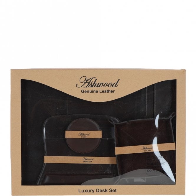 ashwood leather Ashwood Luxury Leather Desk Set Brown: GS-1298