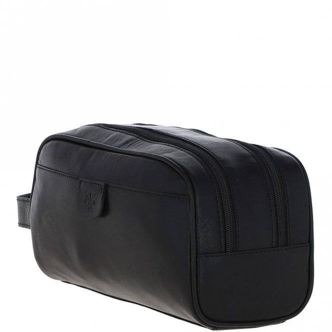 Ashwood Leather Ashwood Men’s Dual Zip Leather Washbag – Black: T-78