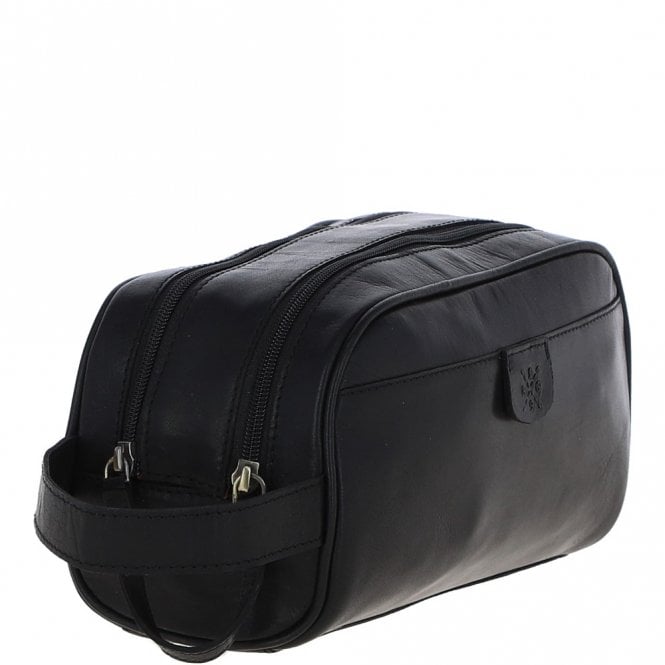 Ashwood Leather Ashwood Men’s Dual Zip Leather Washbag – Black: T-78