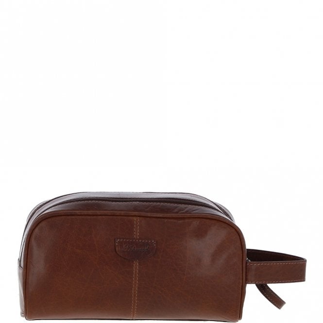 Ashwood Leather Ashwood Men’s Dual Zip Leather Washbag – Chestnut Tan: T-78