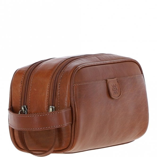 Ashwood Leather Ashwood Men’s Dual Zip Leather Washbag – Honey: T-78
