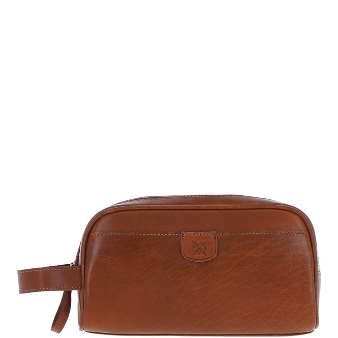 ashwood leather Ashwood Men’s Dual Zip Leather Washbag – Honey: T-78