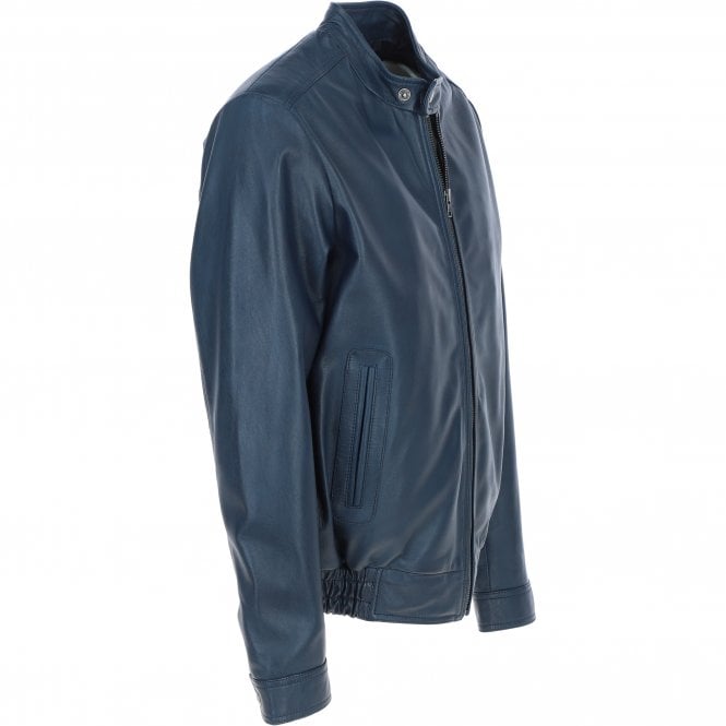 Ashwood Leather Ashwood Men's Genuine Leather Bomber Jacket Navy: AW-2255