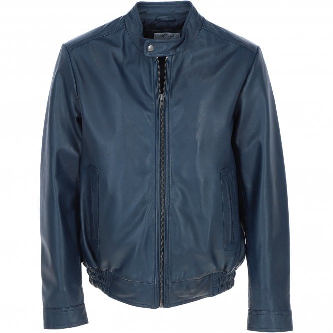 ashwood leather Ashwood Men's Genuine Leather Bomber Jacket Navy: AW-2255
