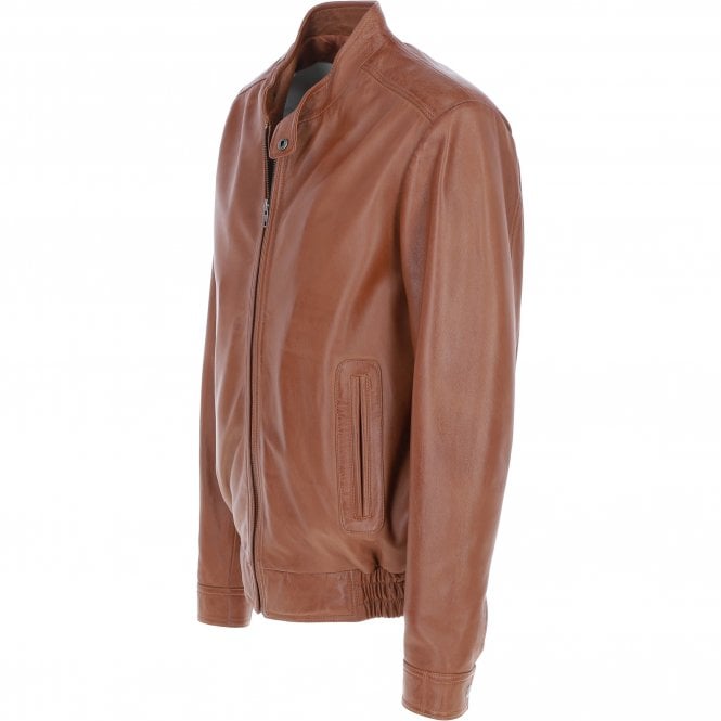 Ashwood Leather Ashwood Men's Genuine Leather Bomber Jacket Tan: AW-2255