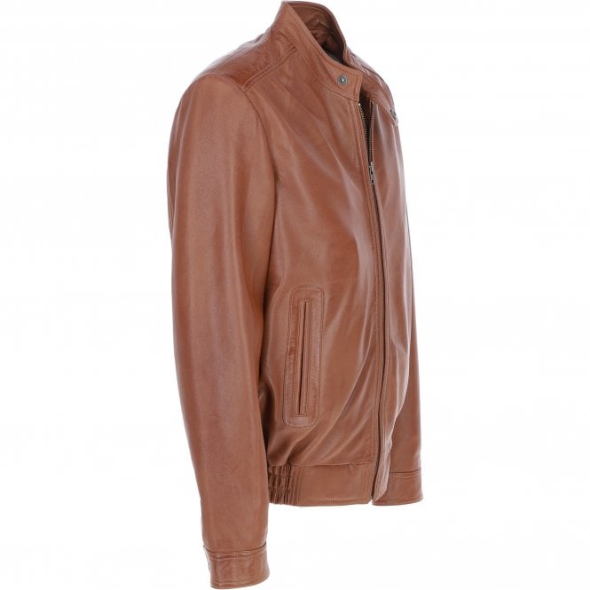 Ashwood Leather Ashwood Men's Genuine Leather Bomber Jacket Tan: AW-2255