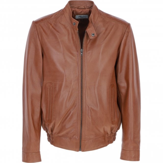 ashwood leather Ashwood Men's Genuine Leather Bomber Jacket Tan: AW-2255