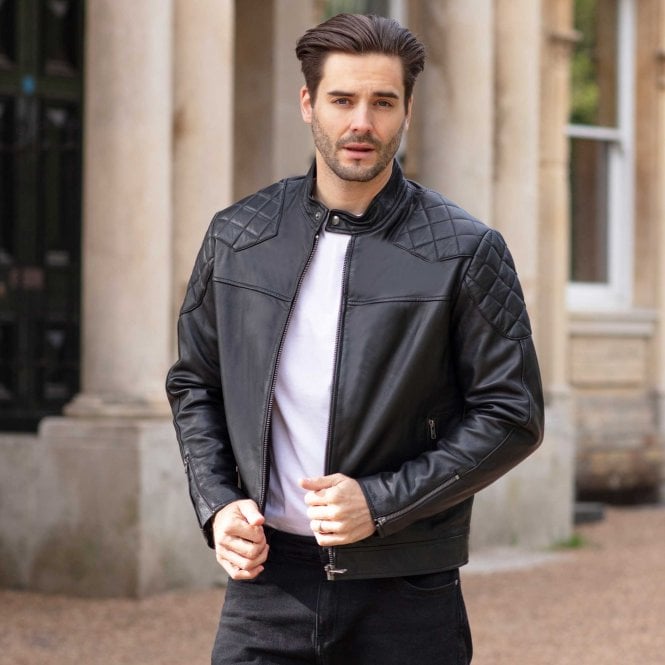 Ashwood Leather Ashwood Men's Leather Biker Jacket Black: 8055