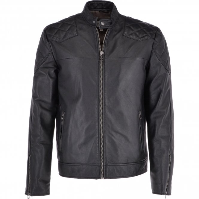 ashwood leather Ashwood Men's Leather Biker Jacket Black: 8055
