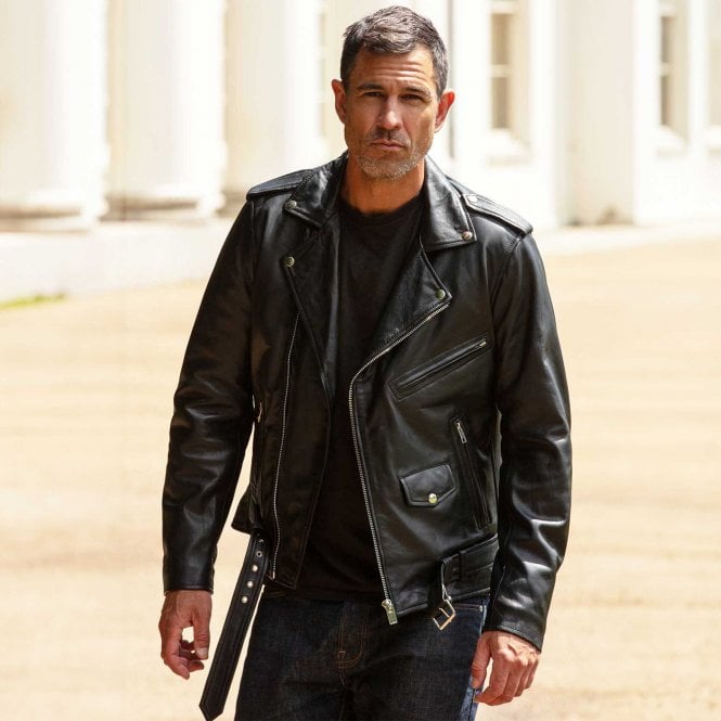 Ashwood Leather Ashwood Men's Leather Biker Jacket Black: AWM-190