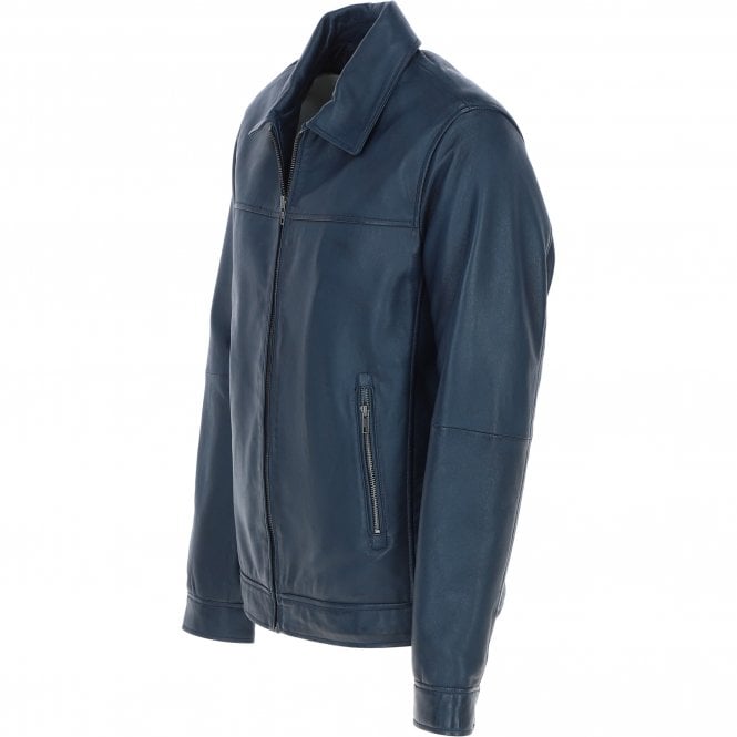 Ashwood Leather Ashwood Men's Leather Brando Jacket Navy: Awl-brando