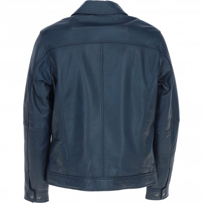 Ashwood Leather Ashwood Men's Leather Brando Jacket Navy: Awl-brando