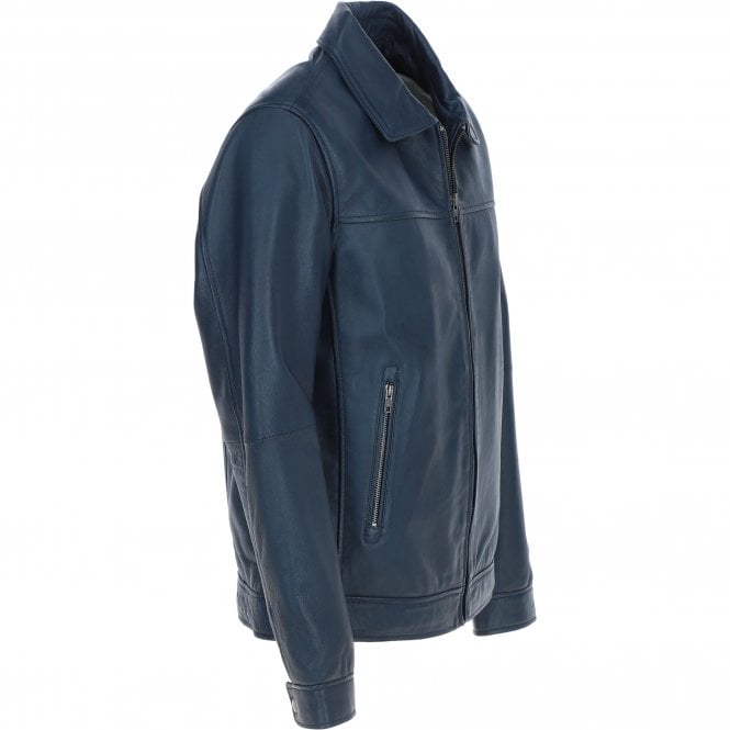 Ashwood Leather Ashwood Men's Leather Brando Jacket Navy: Awl-brando