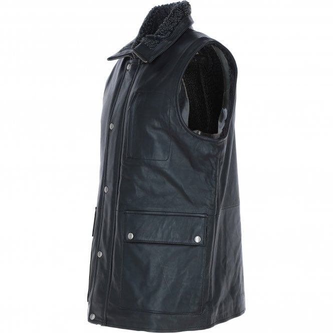 Ashwood Leather Ashwood Men's Leather Waistcoat Black Nap: LUCK