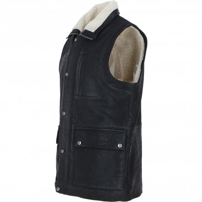 Ashwood Leather Ashwood Men's Leather Waistcoat Black Snuff: LUCK