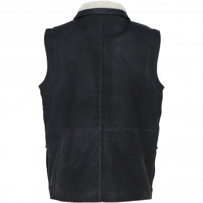 Ashwood Leather Ashwood Men's Leather Waistcoat Black Snuff: LUCK