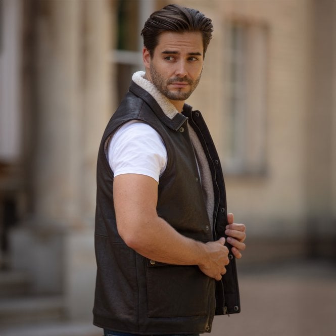 Ashwood Leather Ashwood Men's Leather Waistcoat Brown Snuff: LUCK