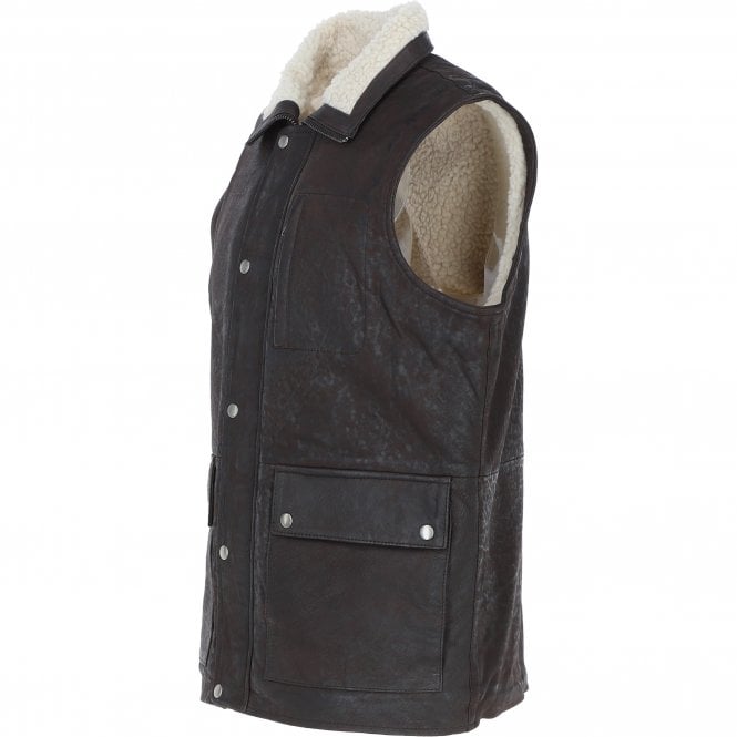 Ashwood Leather Ashwood Men's Leather Waistcoat Brown Snuff: LUCK