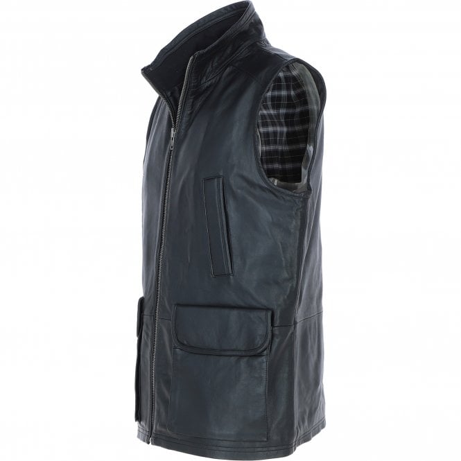 Ashwood Leather Ashwood Men's Leather Waistcoat | Classic Zip-Up Body Warmer Black: LUMS