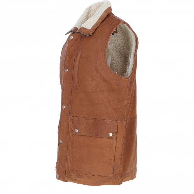 Ashwood Leather Ashwood Men's Leather Waistcoat Tan Snuff: LUCK