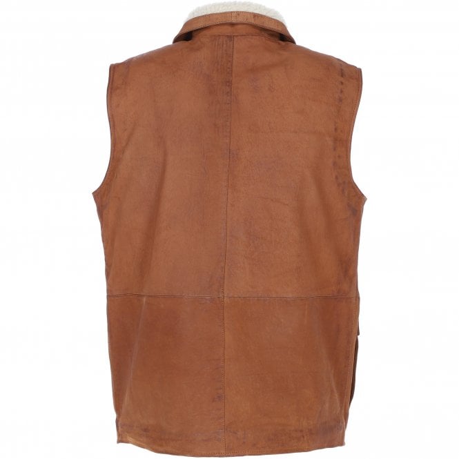 Ashwood Leather Ashwood Men's Leather Waistcoat Tan Snuff: LUCK