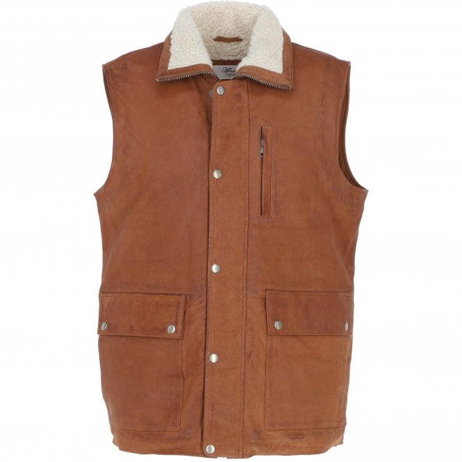 ashwood leather Ashwood Men's Leather Waistcoat Tan Snuff: LUCK