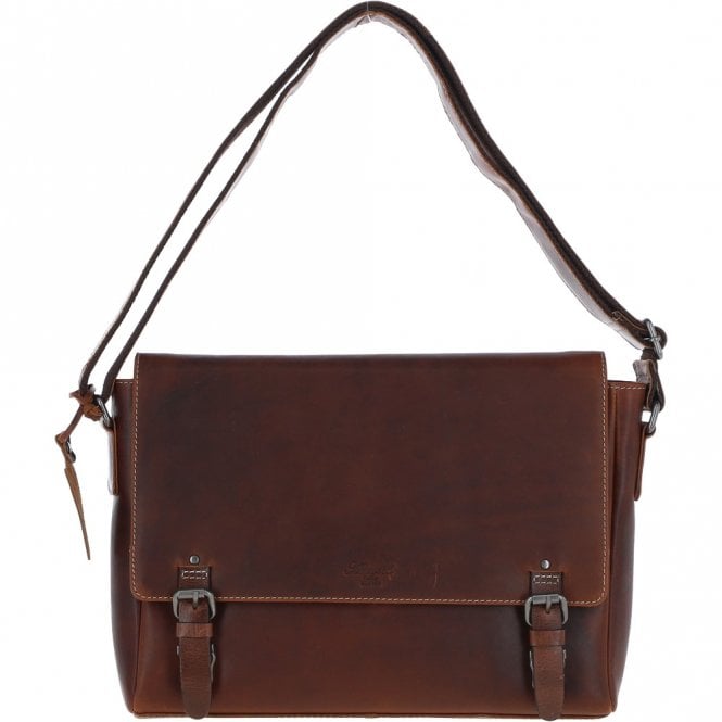 ashwood leather Ashwood Men’s Medium Leather Messenger Laptop Bag - Brown: FE-02