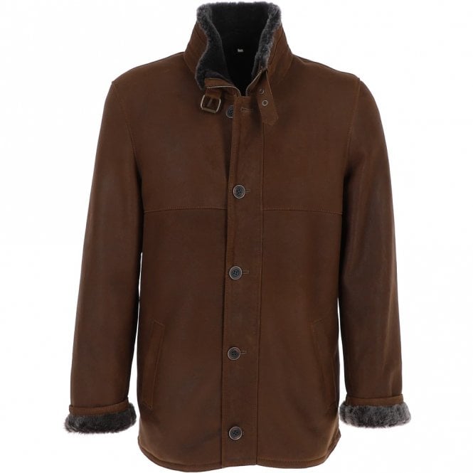 ashwood leather Ashwood Men's Shearling Coat Tobacco: KE 229