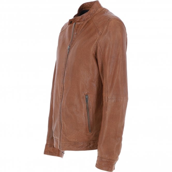 Ashwood Leather Ashwood Mens Leather Biker Jacket Cognac: AMJ-3