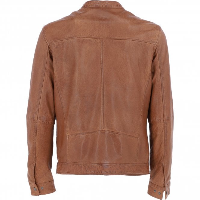 Ashwood Leather Ashwood Mens Leather Biker Jacket Cognac: AMJ-3