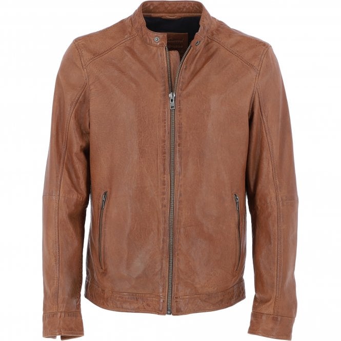 ashwood leather Ashwood Mens Leather Biker Jacket Cognac: AMJ-3