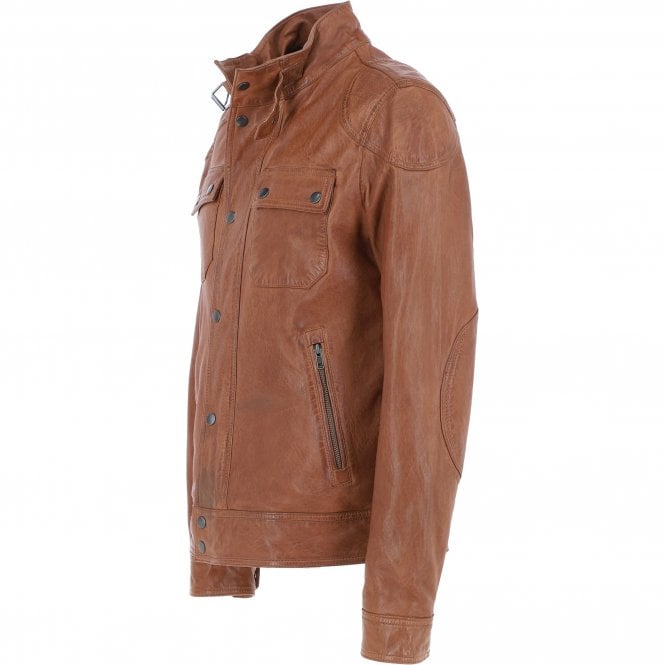 Ashwood Leather Ashwood Mens Leather Biker Jacket Cognac: AMJ-4